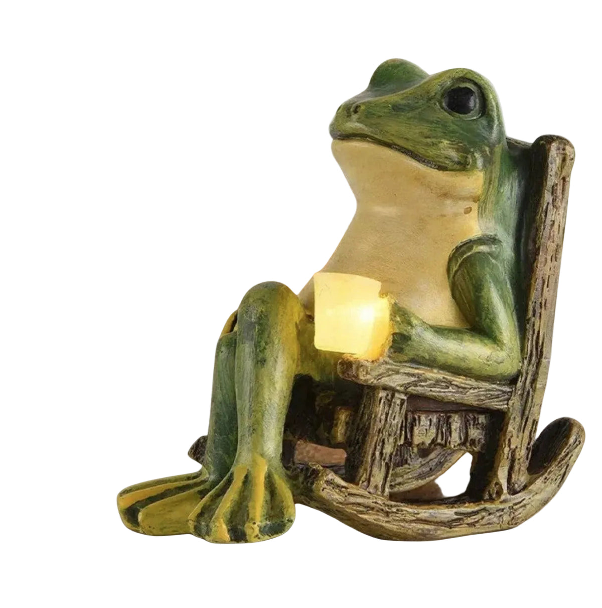 Solar frog garden ground light hand-painted resin ornament in rocking chair