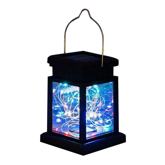 Solar star copper wire lantern glowing warm white for outdoor courtyard decoration